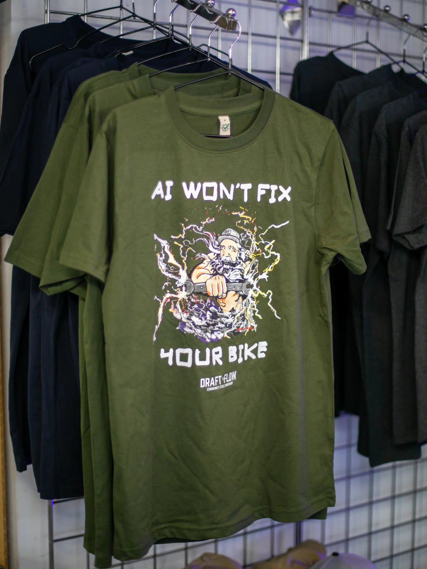 Draft & Flow - AI Won't Fix Your Bike T-shirt