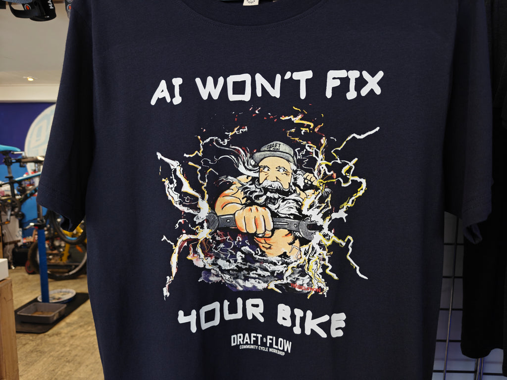 Draft & Flow - AI Won't Fix Your Bike T-shirt